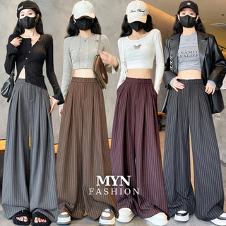Quần Ống Rộng Vải Gold Hàn Kẻ Sọc Siêu Tôn Dáng Quần Ống Suông Dài 103cm Phong Cách STRIPED PANTS Hàng Loại 1 [MYN245]