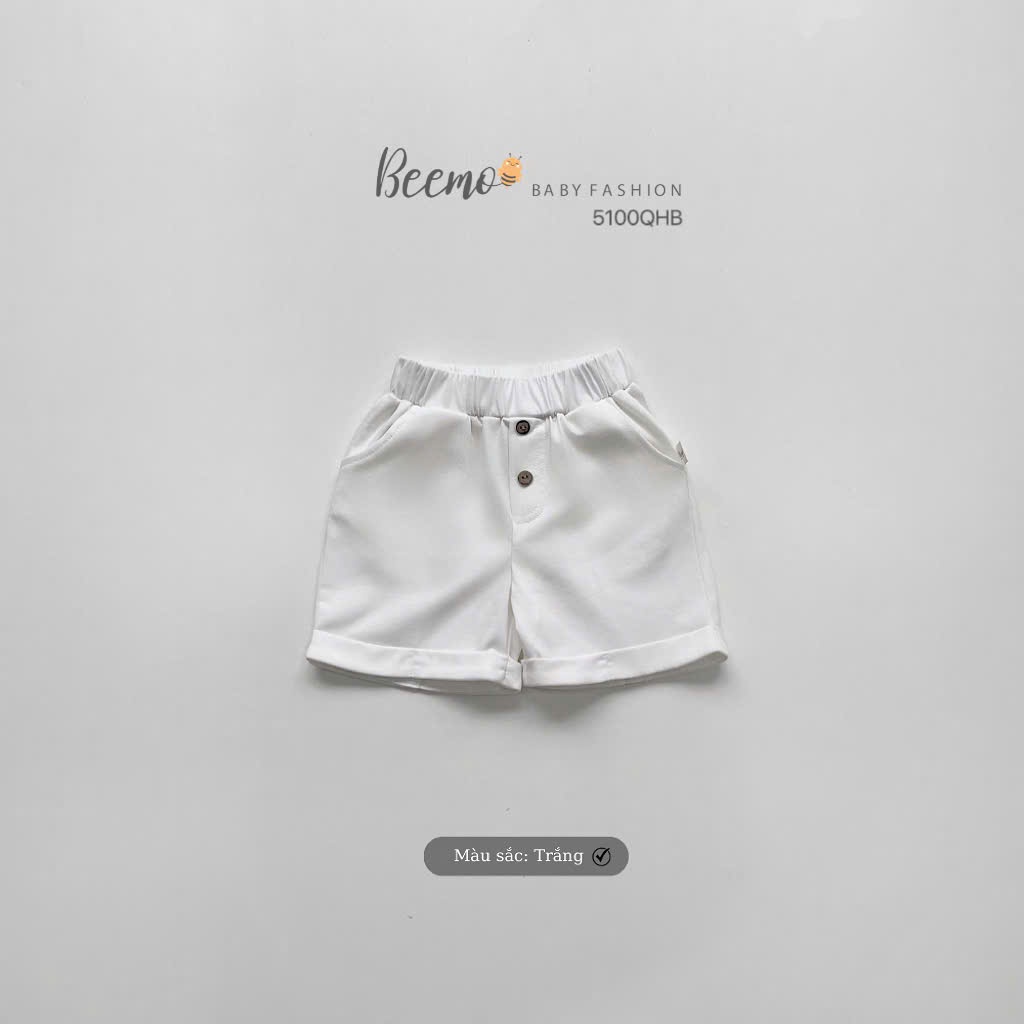Quần đùi cotton trơn màu phối khuy, quần short thun phối khuy dừa bé trai 5100QHB