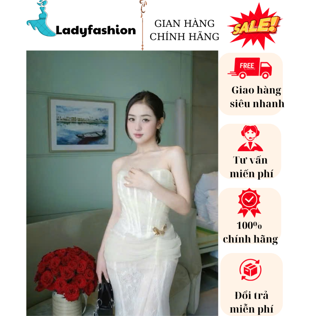 Váy đầm ren maxi dự tiệc dáng dài dự tiệc cao cấp phong cách Tiểu Thư