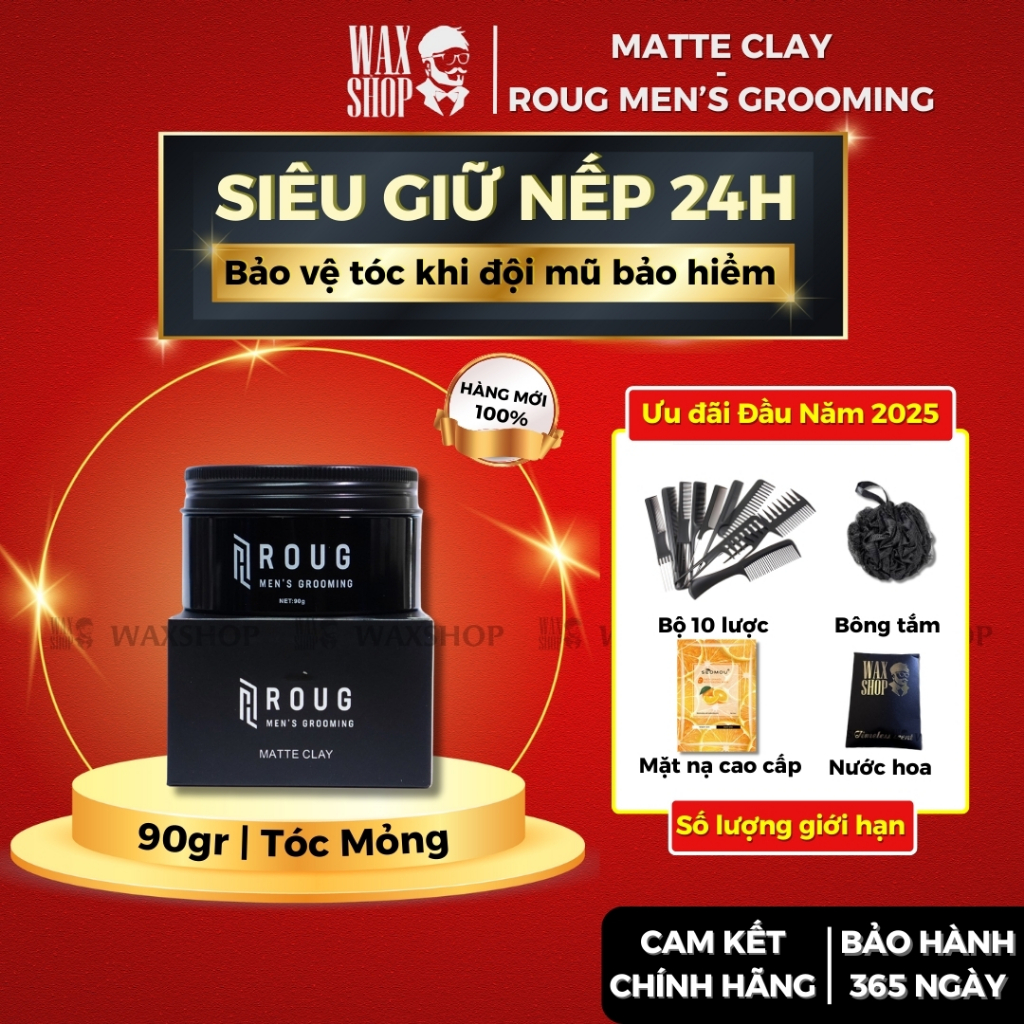 Sáp vuốt tóc nam Roug Matte Clay 90gr chính hãng gel, wax giữ nếp tóc ...