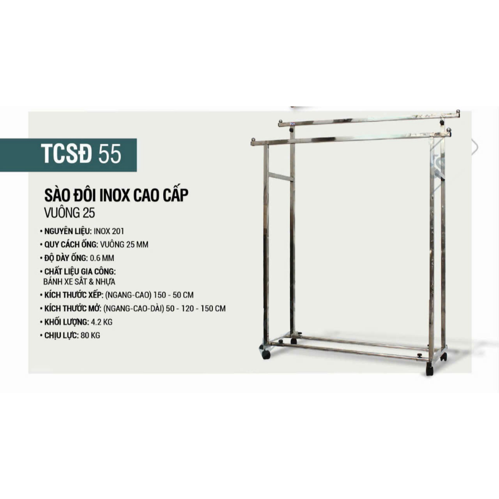 Sào Đôi Inox Cao Cấp Vuông 25 TCSD 55 - Sào Phơi Quần Áo Gấp Gọn , Chịu ...