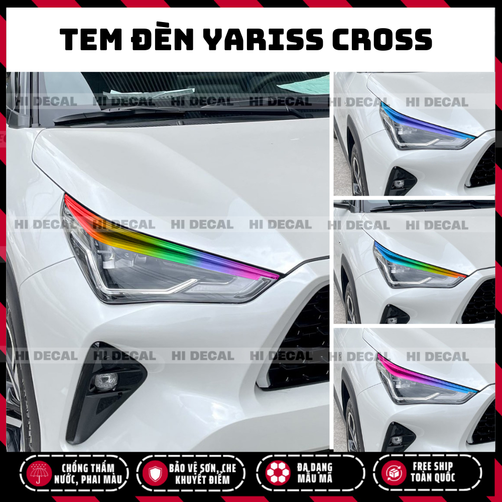 Tem dán đèn Yaris Cross, decal đèn xe  Yaris trang trí xe chống nước, bền màu