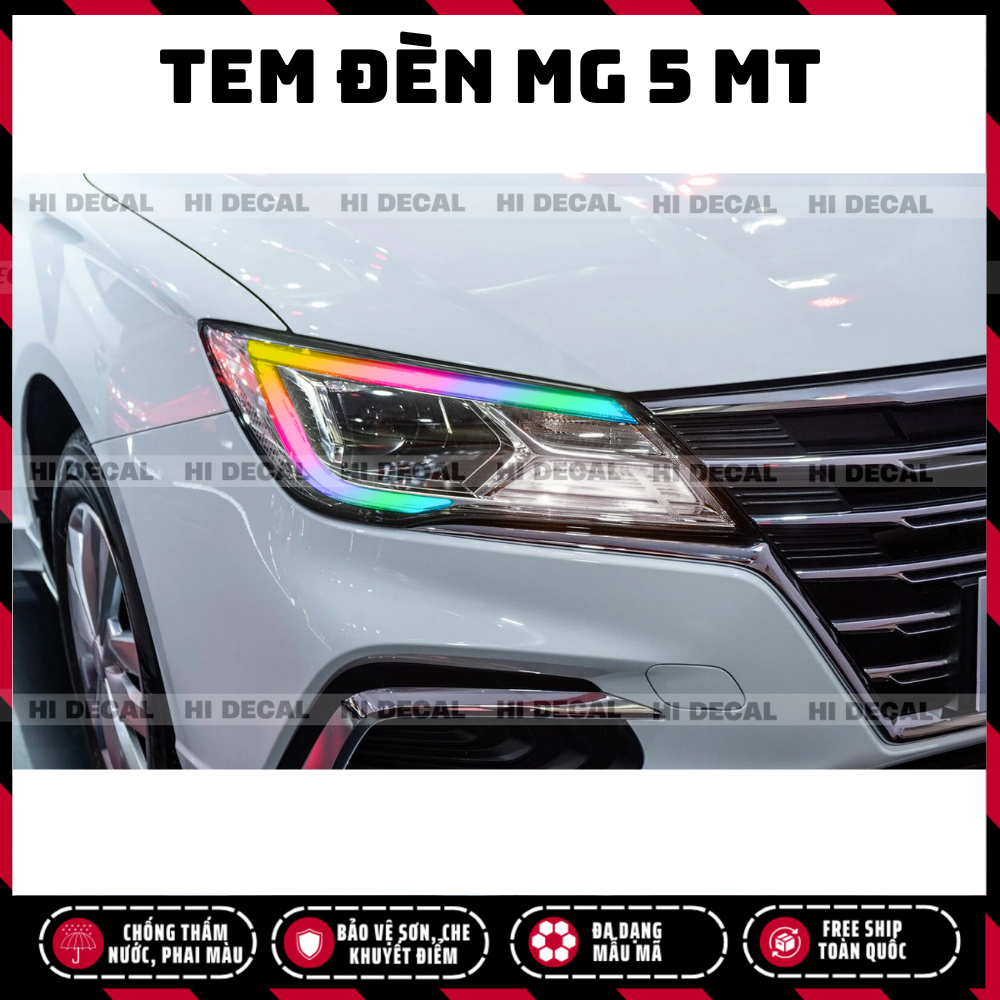 Tem dán đèn xe MG 5 MT, tem decal trang trí xe chống nước, bền màu, chịu nhiệt tốt