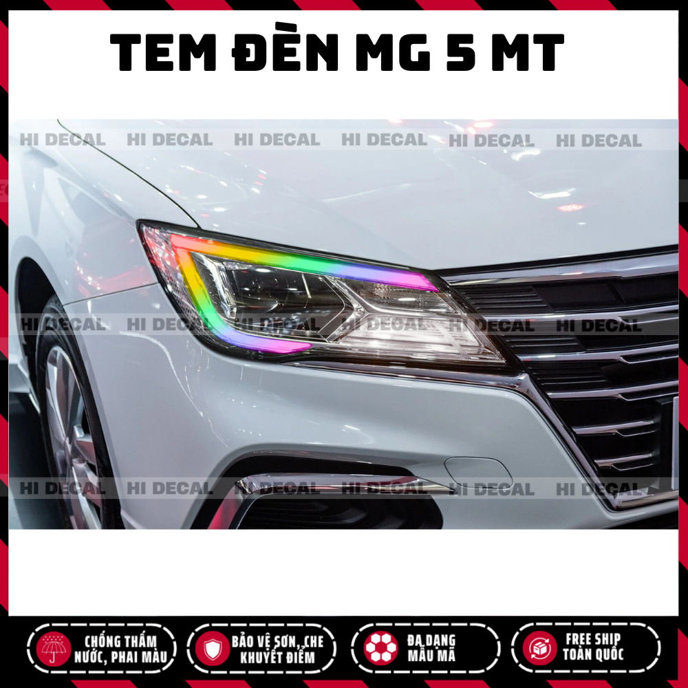 Tem dán đèn xe MG 5 MT, tem decal trang trí xe chống nước, bền màu, chịu nhiệt tốt