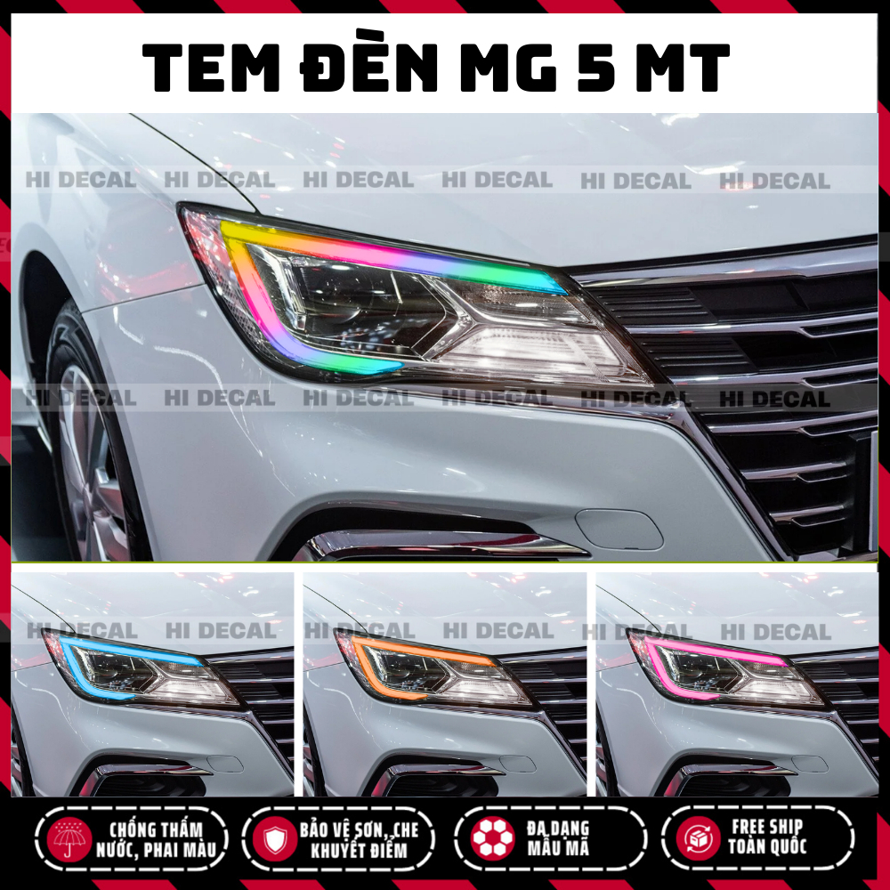 Tem dán đèn xe MG 5 MT, tem decal trang trí xe chống nước, bền màu, chịu nhiệt tốt