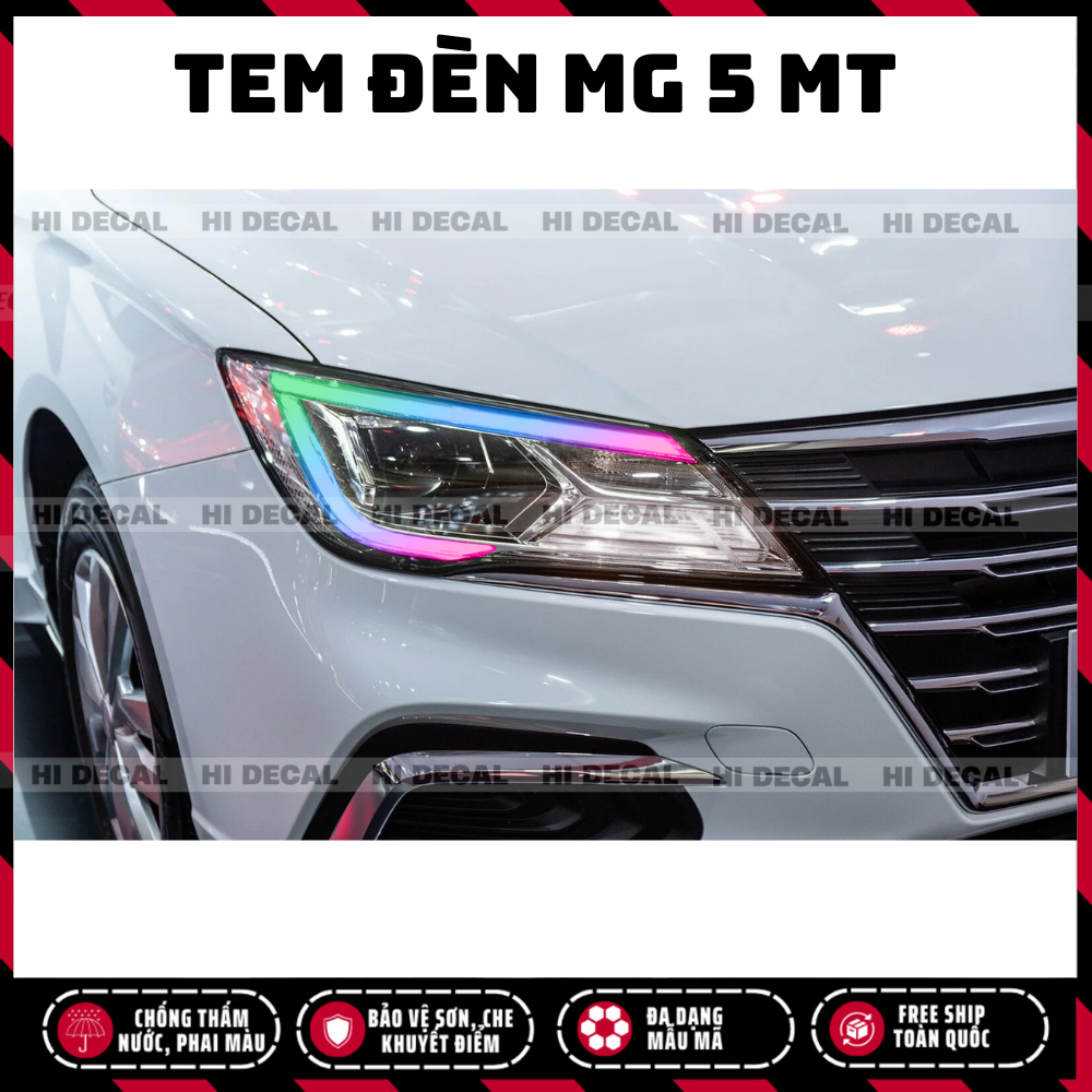 Tem dán đèn xe MG 5 MT, tem decal trang trí xe chống nước, bền màu, chịu nhiệt tốt