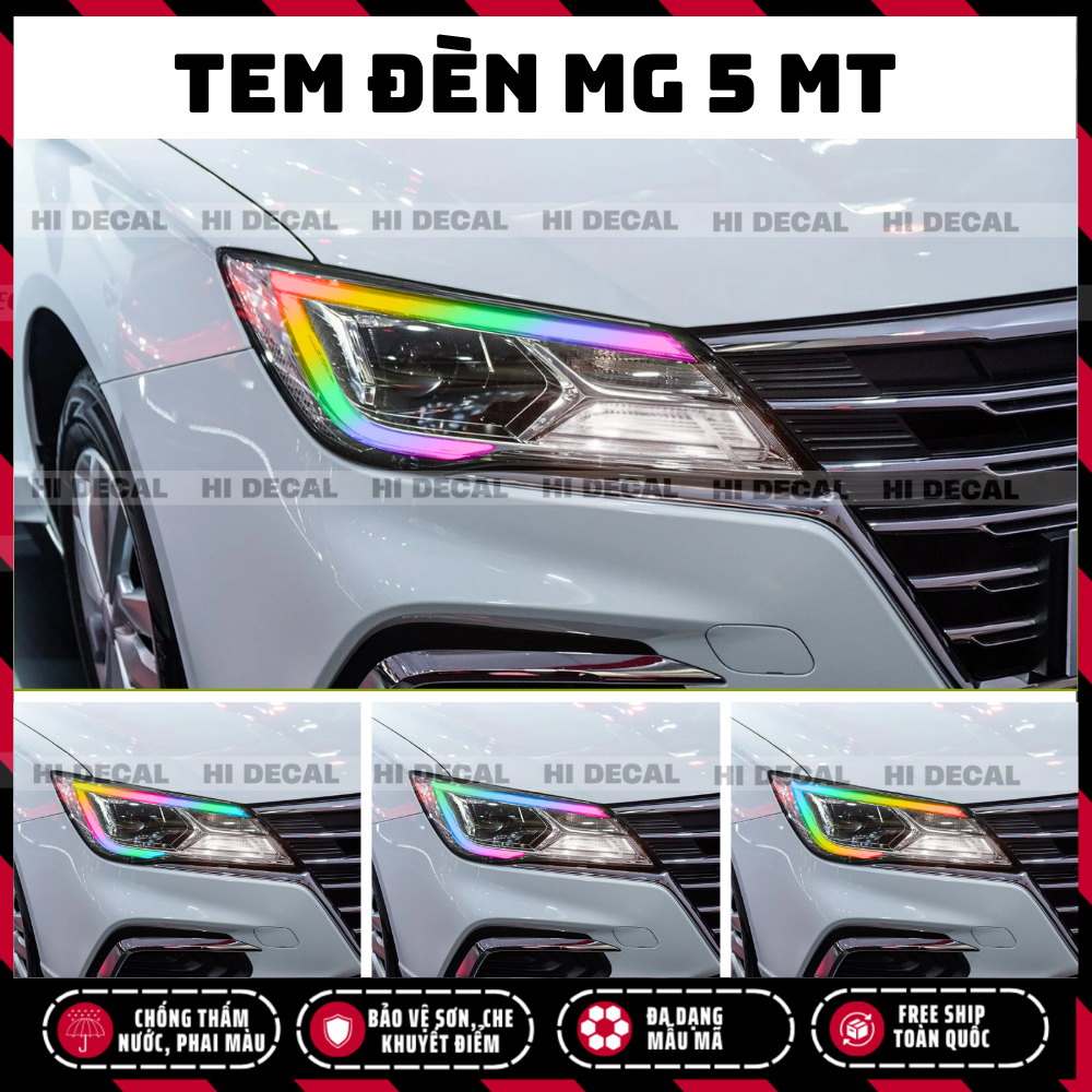 Decal đèn xe MG 5 MT, tem decal trang trí xe chống nước, bền màu, chịu nhiệt tốt