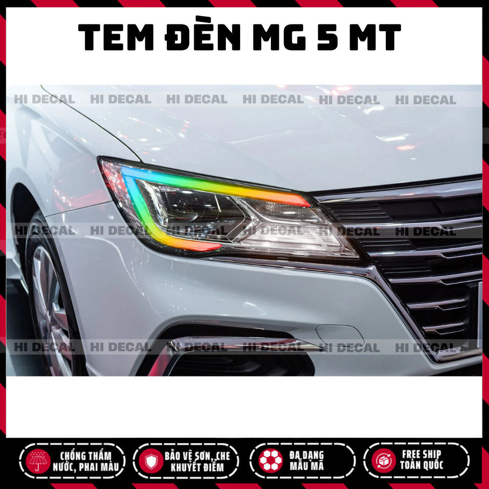Decal đèn xe MG 5 MT, tem decal trang trí xe chống nước, bền màu, chịu nhiệt tốt