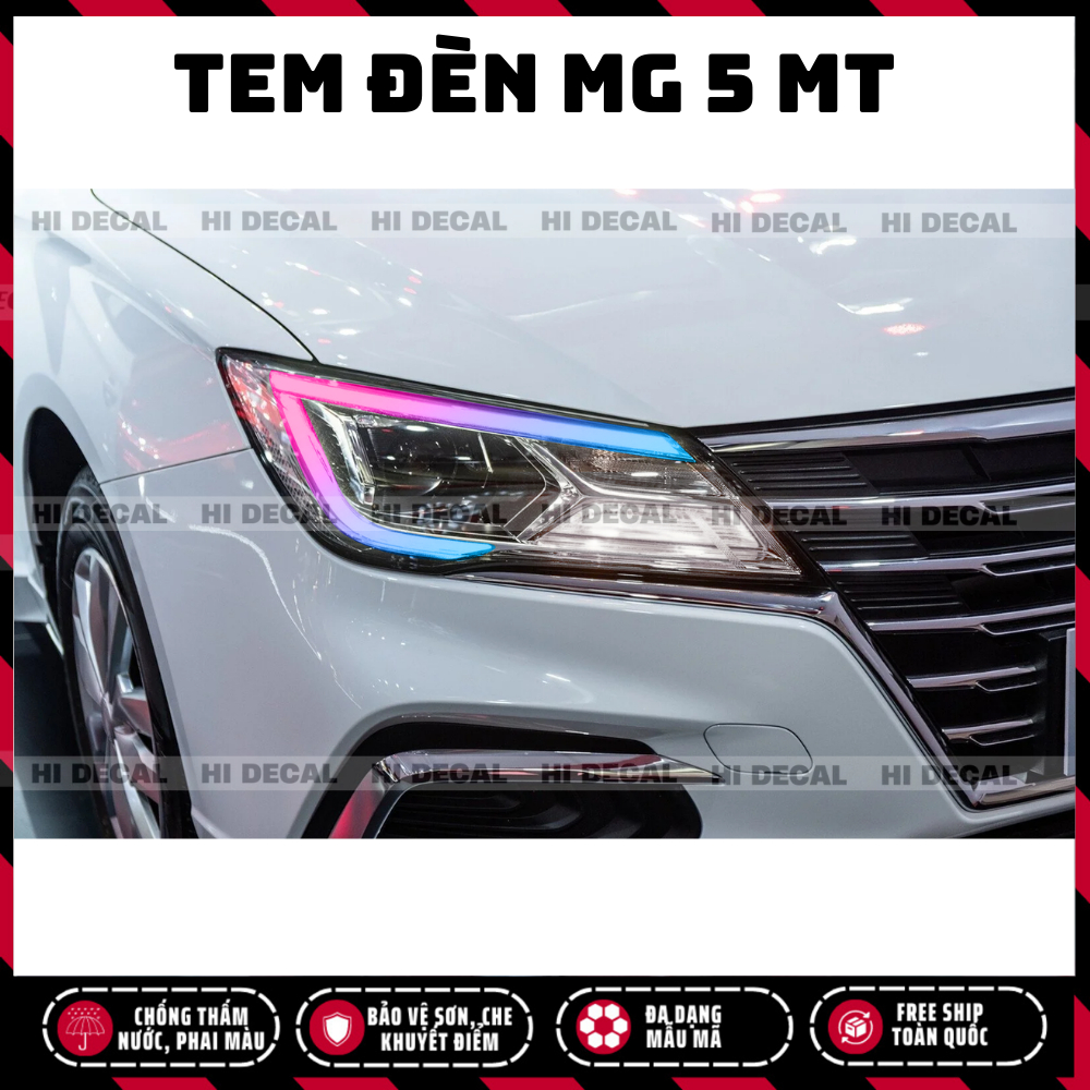 Decal đèn xe MG 5 MT, tem decal trang trí xe chống nước, bền màu, chịu nhiệt tốt