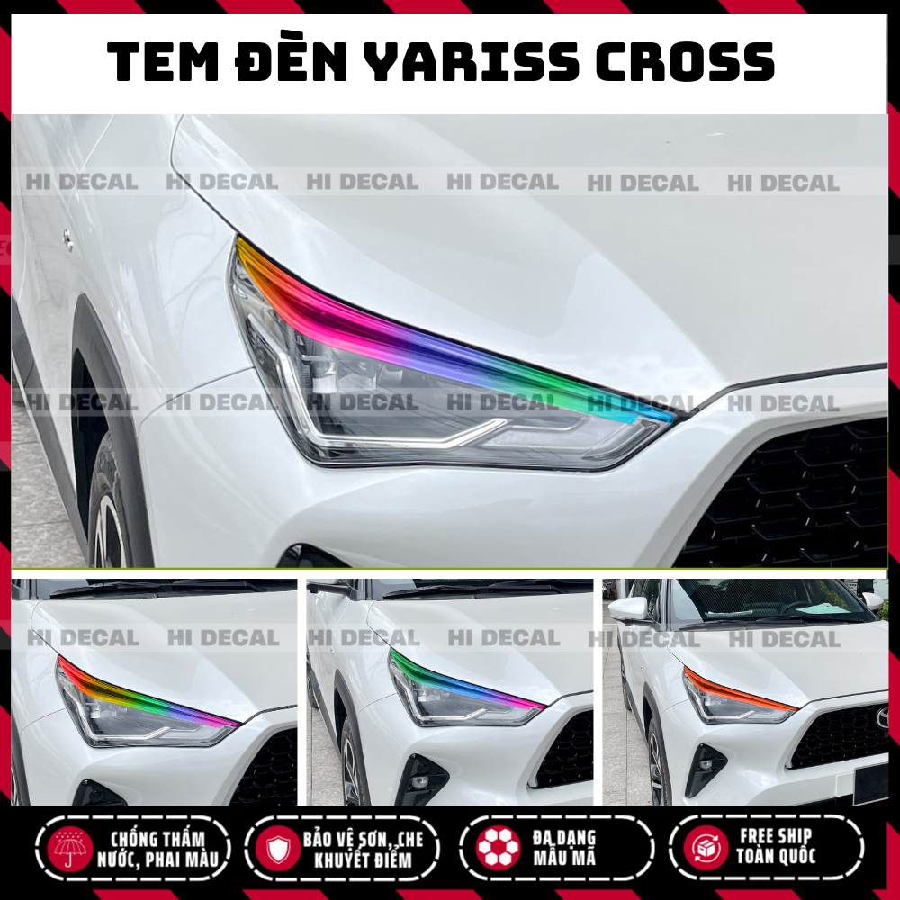 Tem đèn Yaris Cross, decal dán đèn xe Yaris trang trí xe chống nước, bền màu