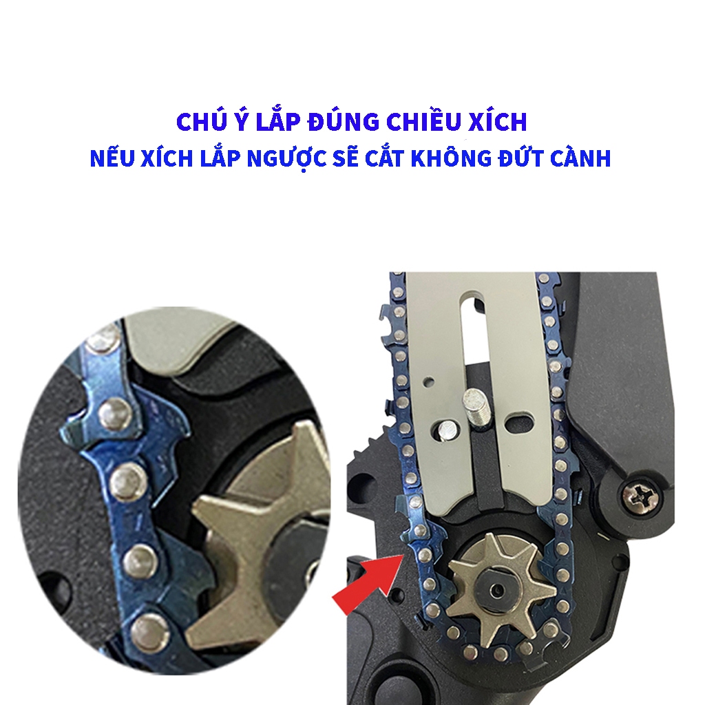 Máy cưa xích chạy pin HTC, máy cưa dùng pin cầm tay, động cơ lõi đồng, nhỏ gọn, lam xích 6 inch