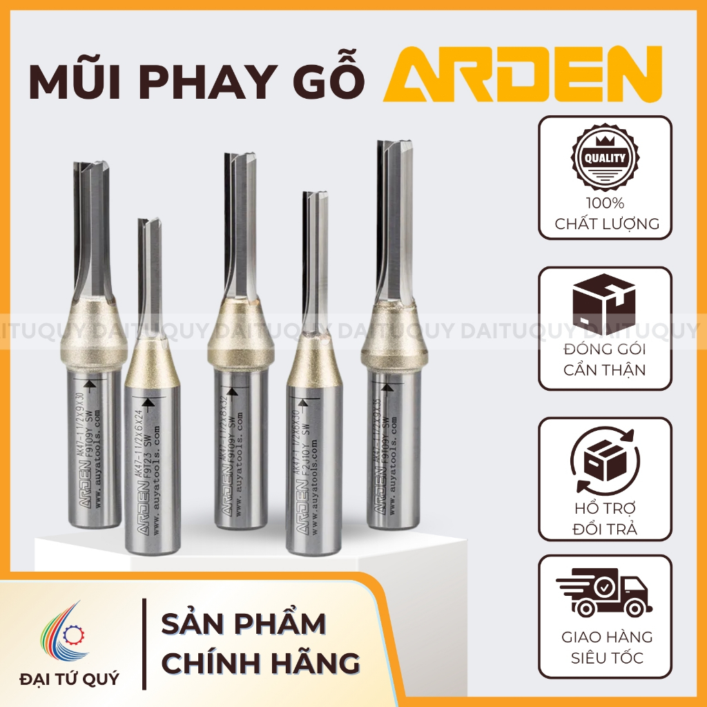 Mũi phay CNC gỗ router thẳng ARDEN cốt 12.7 mm hợp kim nguyên khối TCT ...