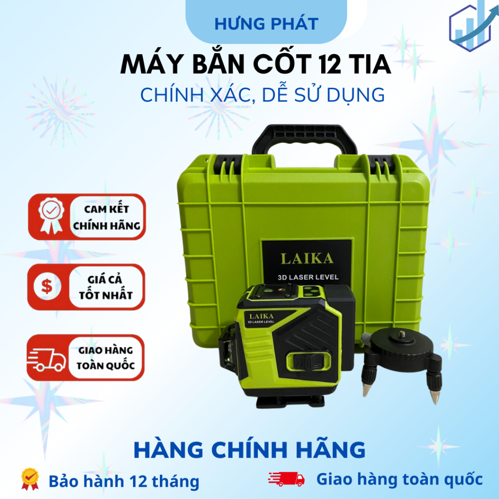 Máy cân bằng laser 12 Tia Xanh chính hãng Laika - Hưng Phát