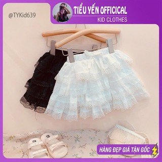 Quần áo trẻ em, Chân váy xòe bé gái nhiều tầng vải thô phối ren cho bé 9-27kg V639 | Tiểu Yến KID