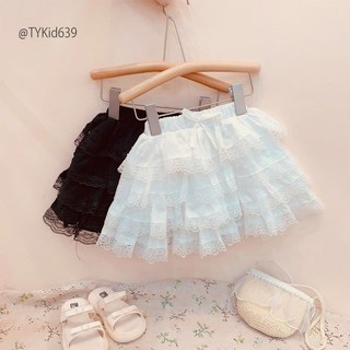Quần áo trẻ em, Chân váy xòe bé gái nhiều tầng vải thô phối ren cho bé 9-27kg V639 | Tiểu Yến KID