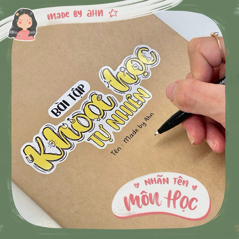 NHÃN TÊN MÔN HỌC decor bìa vở sticker - MADE BY AHN thiết kế | Shopee ...