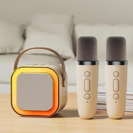 Loa Bluetooth, Loa Karaoke Mini K12 Sạc Pin Không Dây, Âm Thanh Hay Bass Chuẩn Tặng Kèm 2 Míc Hát