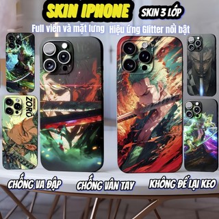 Miếng dán Skin Mặt lưng Sau full viền Onepiece Zoro Dành Cho 16 pro max 15 pro max 14 pro max 13 pro max 12 pro max