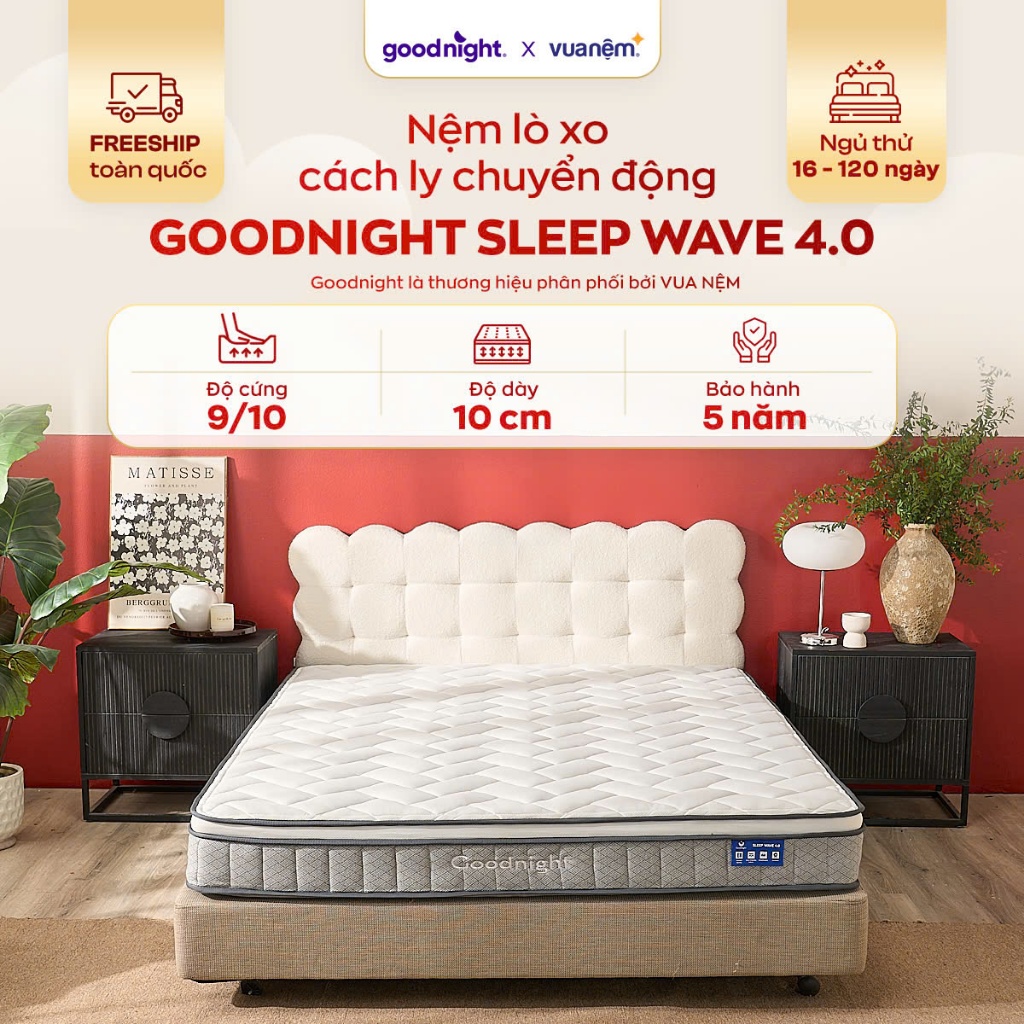 Ảnh Nệm Lò Xo Vua Nệm Goodnight Sleep Wave 20cm, Đệm Lò Xo Khách Sạn Cách Ly Chuyển Động 2