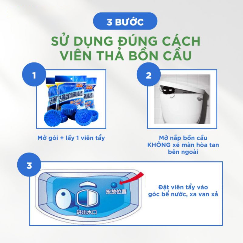 Viên thả bồn cầu vệ sinh khử mùi gọn nhẹ tiện dụng viên tẩy bồn cầu xả bay các vệt bám bẩn mùi hôi khó chịu bệt vệ sinh
