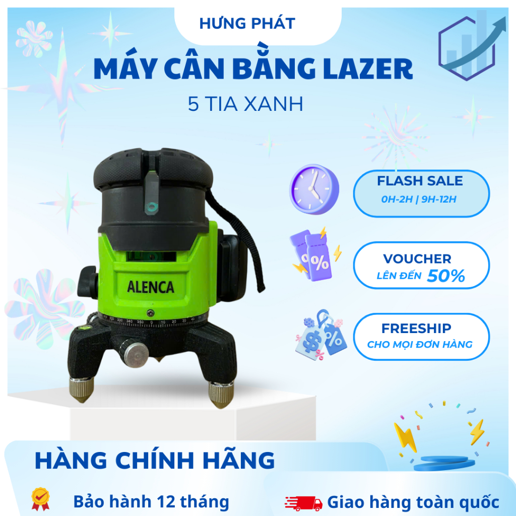 Máy cân bằng 5 tia xanh ALENCA- Phím mở tia cảm ứng kèm theo REMOTE tắt mở thuận tiện - Hưng Phát