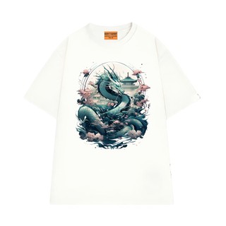 Áo Thun Unisex NGỐ TEE Rồng Xanh Hoa Anh Đào Phong Cách Nhật Bản Vải Cotton 75 Thoáng Mát Mềm Mịn