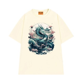 Áo Thun Unisex NGỐ TEE Rồng Xanh Hoa Anh Đào Phong Cách Nhật Bản Vải Cotton 75 Thoáng Mát Mềm Mịn