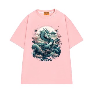 Áo Thun Unisex NGỐ TEE Rồng Xanh Hoa Anh Đào Phong Cách Nhật Bản Vải Cotton 75 Thoáng Mát Mềm Mịn