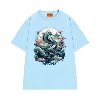 Áo Thun Unisex NGỐ TEE Rồng Xanh Hoa Anh Đào Phong Cách Nhật Bản Vải Cotton 75 Thoáng Mát Mềm Mịn