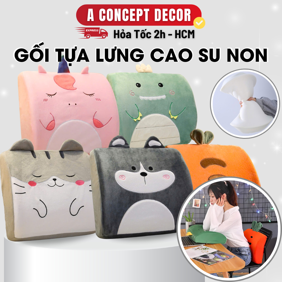 Ảnh Gối Tựa Lưng Văn Phòng Hoạt Hình Cao Su Non Kê Lưng Đàn hồi Hỗ Trợ Cột Sống Gối kê Lưng Phù Hợp Cho Văn Phòng Sofa Ô Tô 1