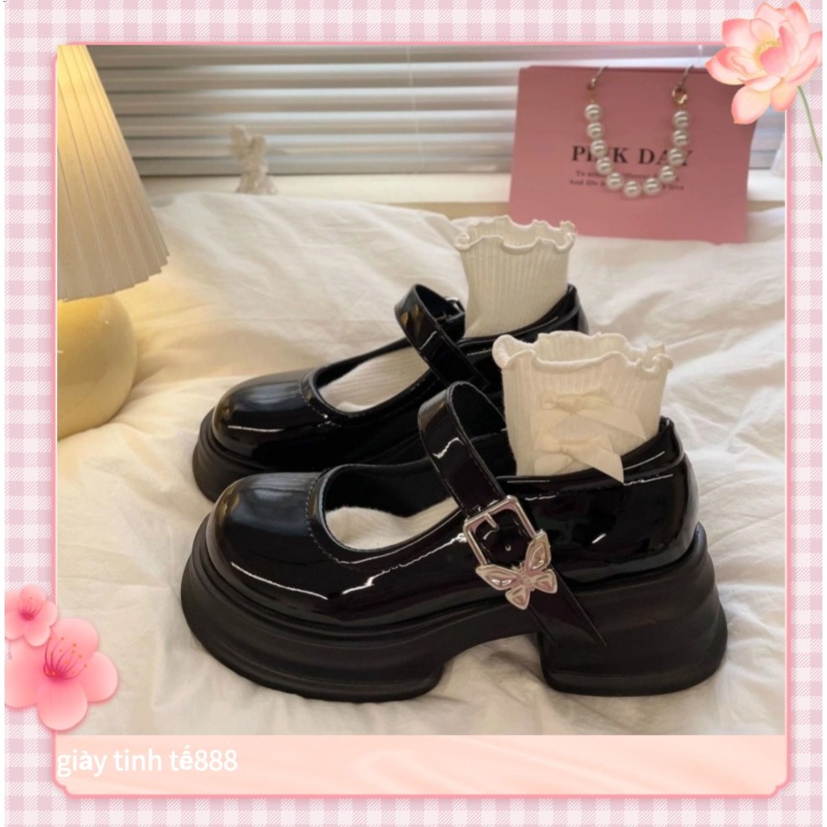 🔥Còn hàng🔥Giày búp bê nữ đế cao 5p,Giày babydoll 5cm Giày công chúa Đế dày, trắng và đen(35-40)