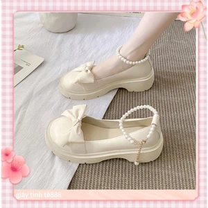 🔥Còn hàng🔥Giày Búp Bê Nữ Lolita 5p,Giày công chúa Quai ngọc Mũi Nơ Đế cao