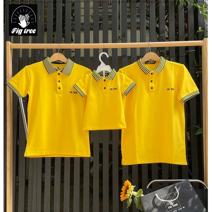 Áo Gia Đình Fig Tree Thun Polo Màu Vàng Tươi  Sáng Đón Hè, hàng thiết kế nhiêu Size lựa chọn