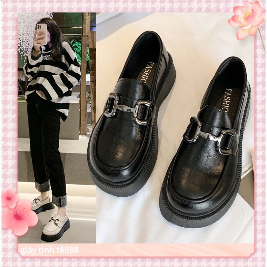 Giày nữ Mary Jane, giày da nữ, giày nữ mũi tròn, đen trắng （cỡ 35-40）