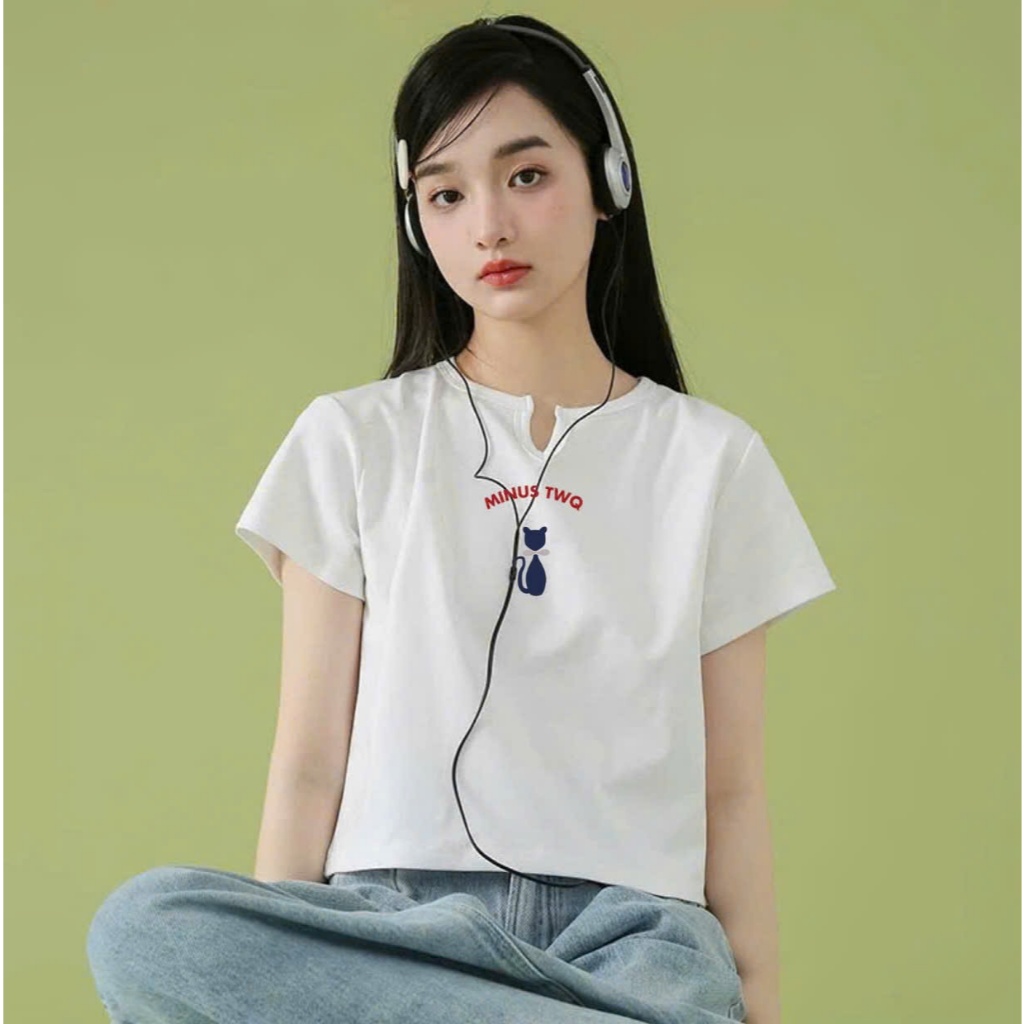Áo thun nữ dáng lững cổ tròn khoét V JULY FASHION, Áo thun nữ chất thun gân borip chính phẩm dày dặn thấm mồ hôi mát mẻ