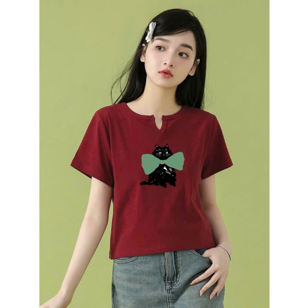 Áo thun nữ dáng lững cổ tròn khoét V JULY FASHION, Áo thun nữ chất thun gân borip chính phẩm dày dặn thấm mồ hôi mát mẻ