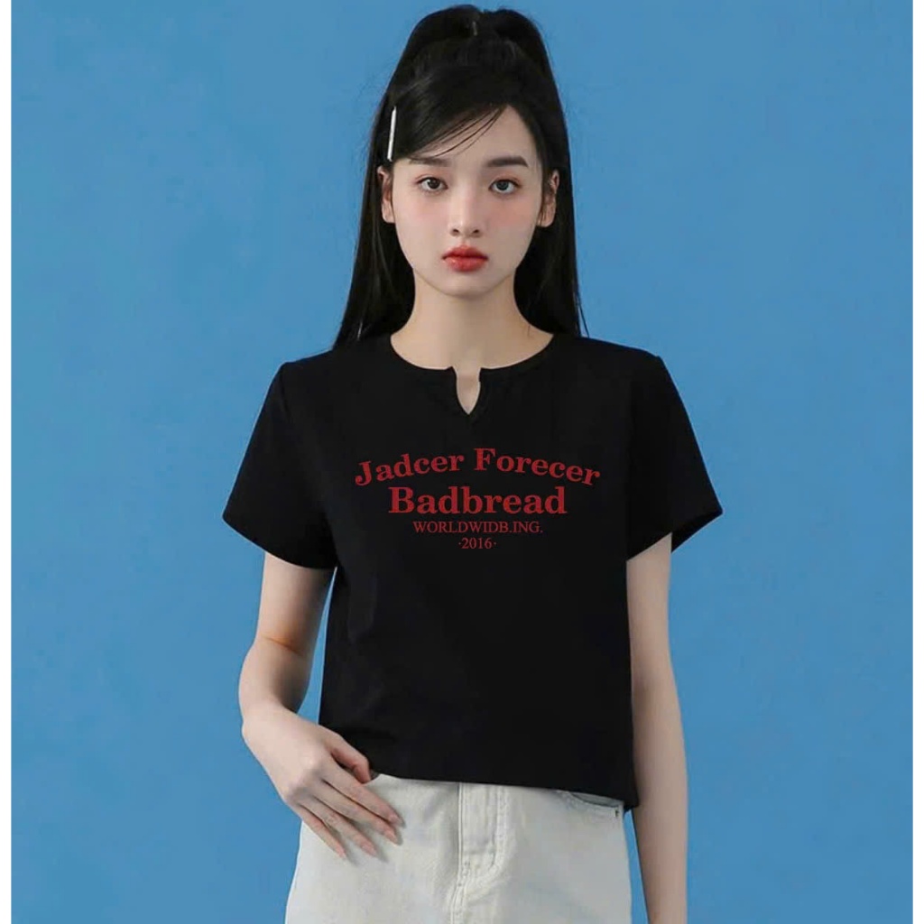 Áo thun nữ dáng lững cổ tròn khoét V JULY FASHION, Áo thun nữ chất thun gân borip chính phẩm dày dặn thấm mồ hôi mát mẻ