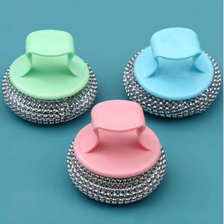 Cọ xoong nồi BÚI SẮT KHÔNG RỈ siêu bền có tay cầm