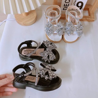 FORM TO đế xịn Dép Quai Hậu Nơ Đá Dây Chéo Lấp Lánh Mềm Êm Chân Cho Bé Gái 2-15 Tuổi K124