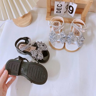 FORM TO đế xịn Dép Quai Hậu Nơ Đá Dây Chéo Lấp Lánh Mềm Êm Chân Cho Bé Gái 2-15 Tuổi K124