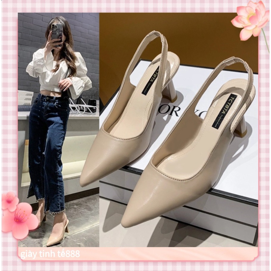 🔥Còn hàng🔥Giày cao gót mũi nhọn 5p màu trắng, mơ, đen (size 35-40)