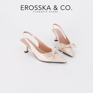 Erosska - Giày cao gót nữ mũi nhọn đính nơ kiểu dáng sang trọng thời trang màu đen cao 7cm - EH058