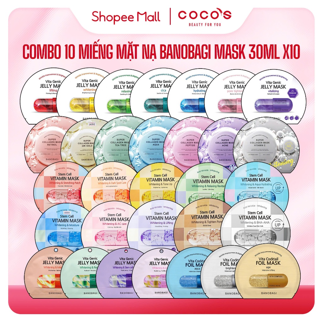Ảnh Combo 10 Miếng Mặt Nạ Dưỡng Da Banobagi Jelly Mask Mẫu Mới 2020 30ml x 10 1