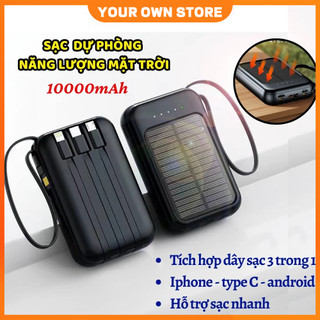 🔥FREESHIP🔥20000mAh Sạc Dự Phòng Có Thể Sạc Bằng Năng Lượng Mặt Trời Hỗ Trợ Sạc Nhanh Nhiều Dòng Điện Thoại