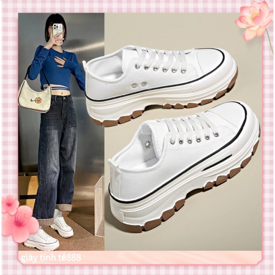 🔥Còn hàng🔥Giày thể thao nữ tăng chiều cao thêm 4cm Trắng và đen, size 38-41