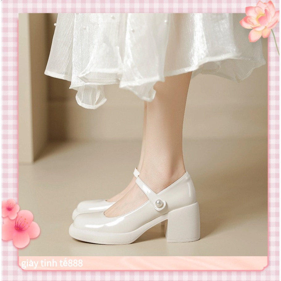 🔥Còn hàng🔥Giày Mary Jane nữ 7p,Giày cao gót nữ 7p,Trắng đen và đỏ(cỡ 35-40)