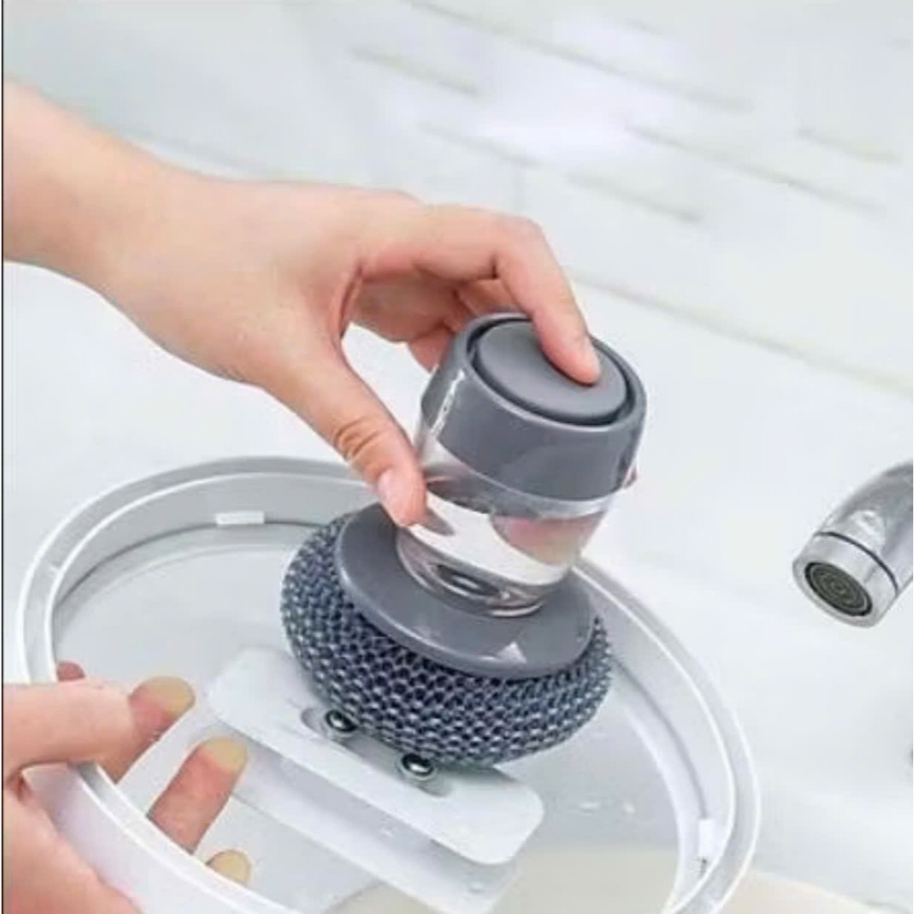 Dụng Cụ Cọ Rửa Đa Năng, Cọ Xoong Nồi Có Tay Cầm Kèm Bình Chứa Xà Phòng Tiện Lợi, Rửa Bát Đĩa