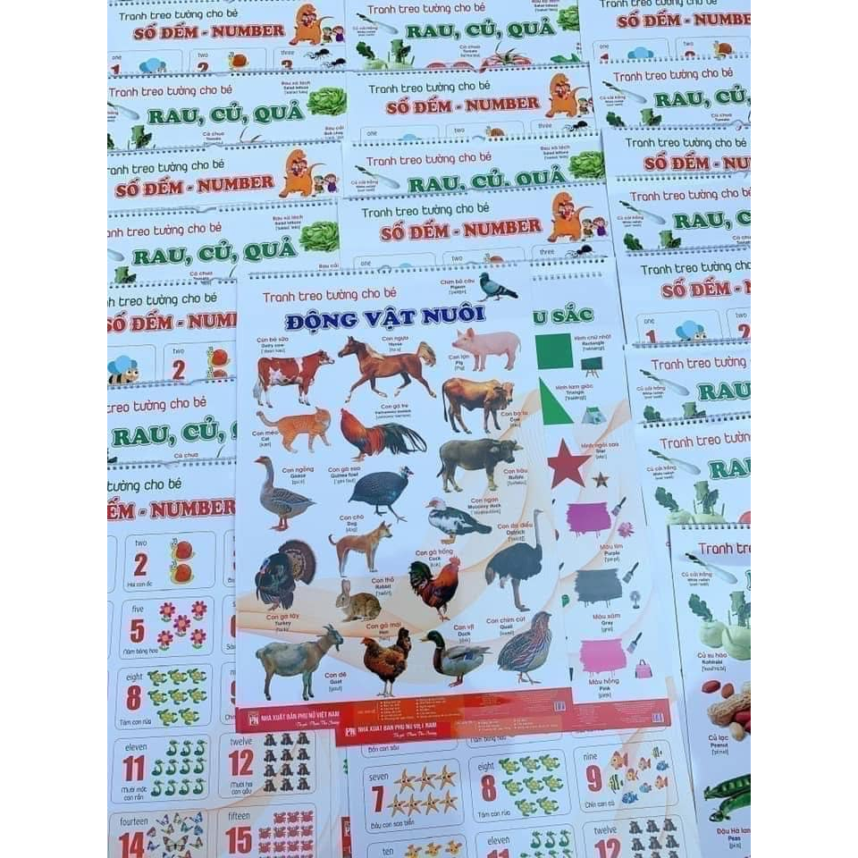 TRANH TREO TƯỜNG 12 CHỦ ĐỀ HỌC TẬP CHO BÉ