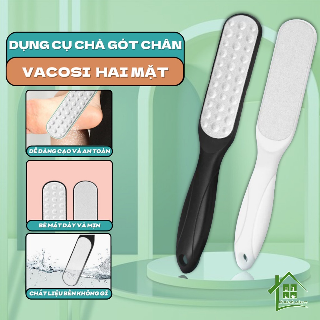 Cây chà gót chân Vacosi, dụng cụ mài gót chân hai mặt, đồ nạo gót, bào và tẩy da chết bằng tay.