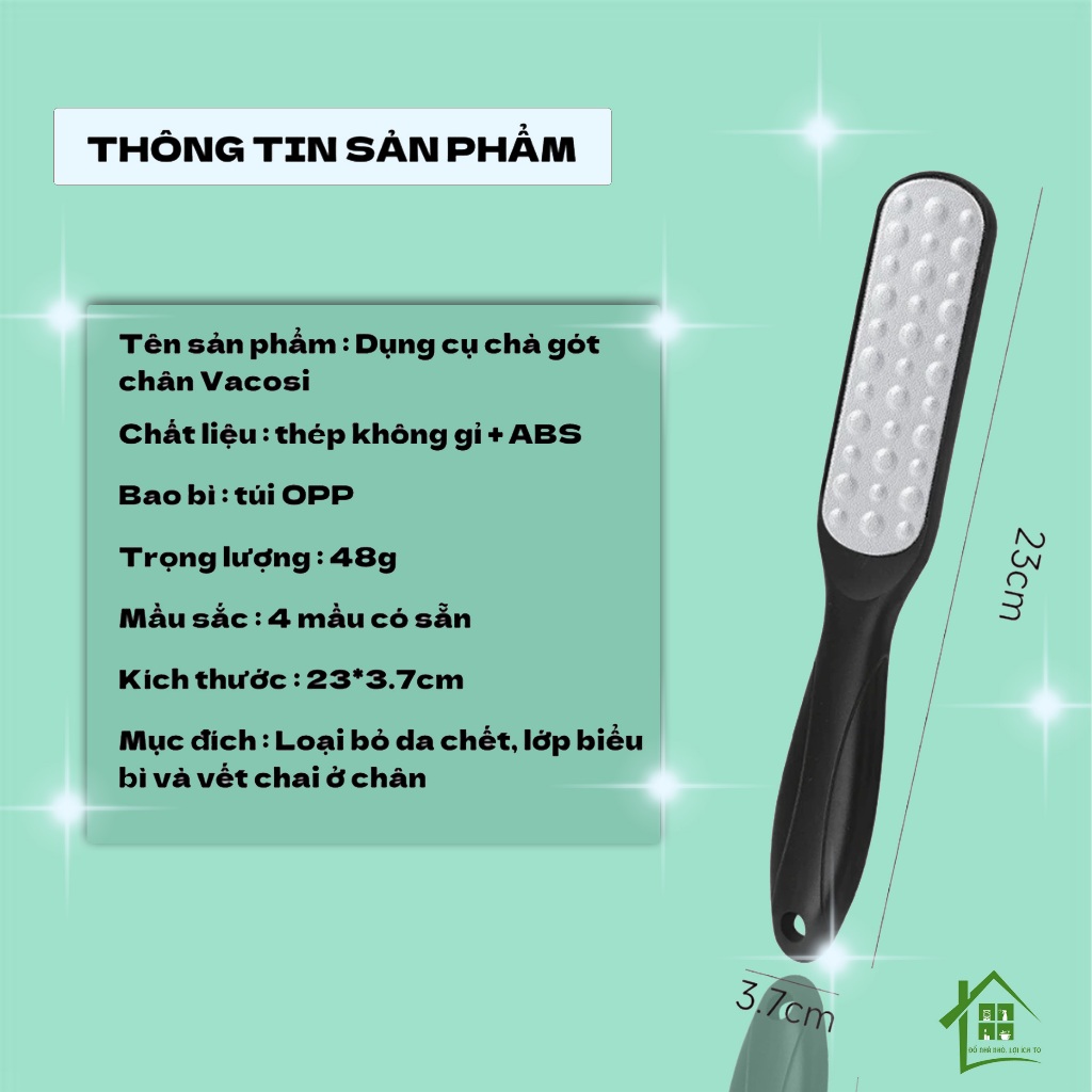 Cây chà gót chân Vacosi, dụng cụ mài gót chân hai mặt, đồ nạo gót, bào và tẩy da chết bằng tay.